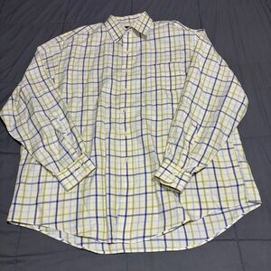 Brooks Brothers Woven‎ in Italy Mens XL Green Yellow Blue Cotton Dress Shirt